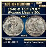 1941-d Walking Liberty Half Dollar TOP POP! 50c ms