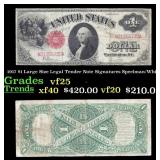 1917 $1 Large Size Legal Tender Note Grades vf+ Si