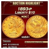 1893-p Gold Liberty Eagle $10 ms64+ SEGS