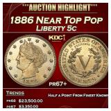 1886 Proof Liberty Nickel Near Top Pop 5c pr67+ SE