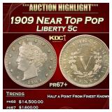 1909 Proof Liberty Nickel Near Top Pop 5c pr67+ SE