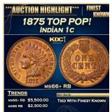 1875 Indian Cent TOP POP! 1c ms66+ RB SEGS