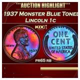 PCGS 1937 Proof Lincoln Cent Monster Blue Toned 1c