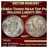 1946-d Walking Liberty Half Dollar Toned Near Top