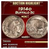 1914-d Buffalo Nickel 5c ms65+ SEGS