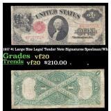 1917 $1 Large Size Legal Tender Note Grades vf, ve