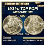 1931-d Mercury Dime TOP POP! 10c ms67+ fsb SEGS