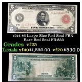 1914 $5 Large Size Red Seal FRN Rare Red Seal Grad