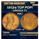 1912-s Lincoln Cent TOP POP! 1c ms66+ rb SEGS