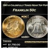 1961-d Franklin Half Dollar Colorfully Toned Near