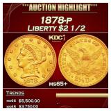 1878-p Gold Liberty Quarter Eagle $2 1/2 ms65+ SEG