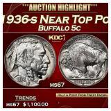 1936-s Buffalo Nickel Near Top Pop 5c ms67 SEGS