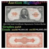 1913 $50 Gold Certificate Grades Select AU Signatu