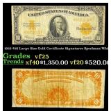 1922 $20 Large Size Gold Certificate Grades vf+ Si