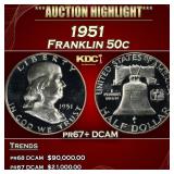 1951 Proof Franklin Half Dollar 50c pr67+ DCAM SEG