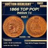1866 Indian Cent TOP POP! 1c ms66+ rb SEGS