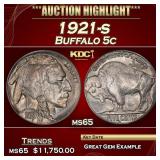 1921-s Buffalo Nickel 5c ms65 SEGS