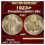 1923-p Standing Liberty Quarter 25c ms67 SEGS