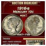 1916-s Mercury Dime 10c ms67+ FSB SEGS