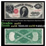 1917 $1 Large Size Legal Tender Note Grades Select