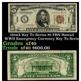 1934A $5 FRN Hawaii WWII Emergency Currency Key To