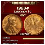 1923-p Lincoln Cent 1c ms67 rd SEGS