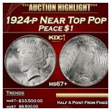 1924-p Peace Dollar Near Top Pop $1 ms67+ SEGS