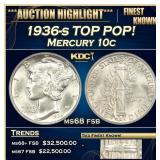 1936-s Mercury Dime TOP POP! 10c ms68 fsb SEGS