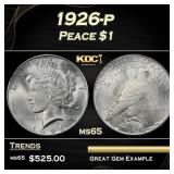 1926-p Peace Dollar $1 Grades ms65