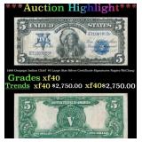 1899 $5 Large Size Silver Certificate Oncpapa Indi