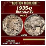 1935-d Buffalo Nickel 5c ms66 SEGS