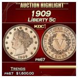 1909 Proof Liberty Nickel 5c pr67 SEGS