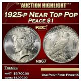 1925-p Peace Dollar Near Top Pop $1 ms67 SEGS