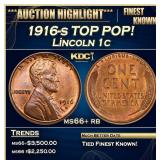 1916-s Lincoln Cent TOP POP! 1c ms66+ rb SEGS
