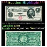 1886 $5 Blue Seal Silver Certificate Grades xf40 S