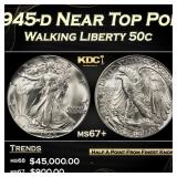 1945-d Walking Liberty Half Dollar Near Top Pop 50