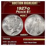 1927-d Peace Dollar $1 ms64+ SEGS