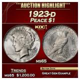 1923-d Peace Dollar $1 ms65 SEGS