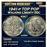 1941-p Walking Liberty Half Dollar TOP POP 50c ms6