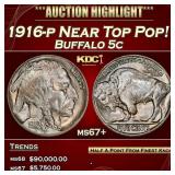 1916-p Buffalo Nickel Near Top Pop! 5c ms67+ SEGS