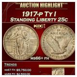 1917-p Ty I Standing Liberty Quarter 25c ms66+ fh