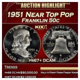 1951 Proof Franklin Half Dollar Near Top Pop 50c p