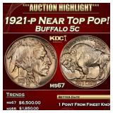 1921-p Buffalo Nickel Near Top Pop! 5c ms67 SEGS