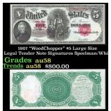 1907 $5 Large Size Legal Tender Note "WoodChopper"