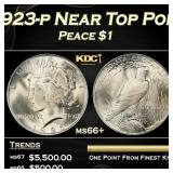 1923-p Peace Dollar Near Top Pop $1 ms66+ SEGS