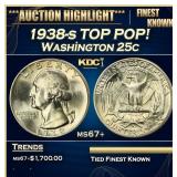 1938-s Washington Quarter TOP POP! 25c ms67+ SEGS
