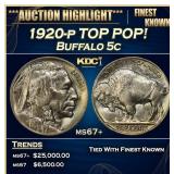 1920-p Buffalo Nickel TOP POP! 5c ms67+ SEGS