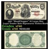 1907 $5 Large Size Legal Tender Note "WoodChopper"