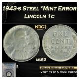 PCGS 1943-s Steel Lincoln Cent *Mint Error* 1c ms6