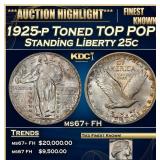 1925-p Standing Liberty Quarter Toned TOP POP! 25c
